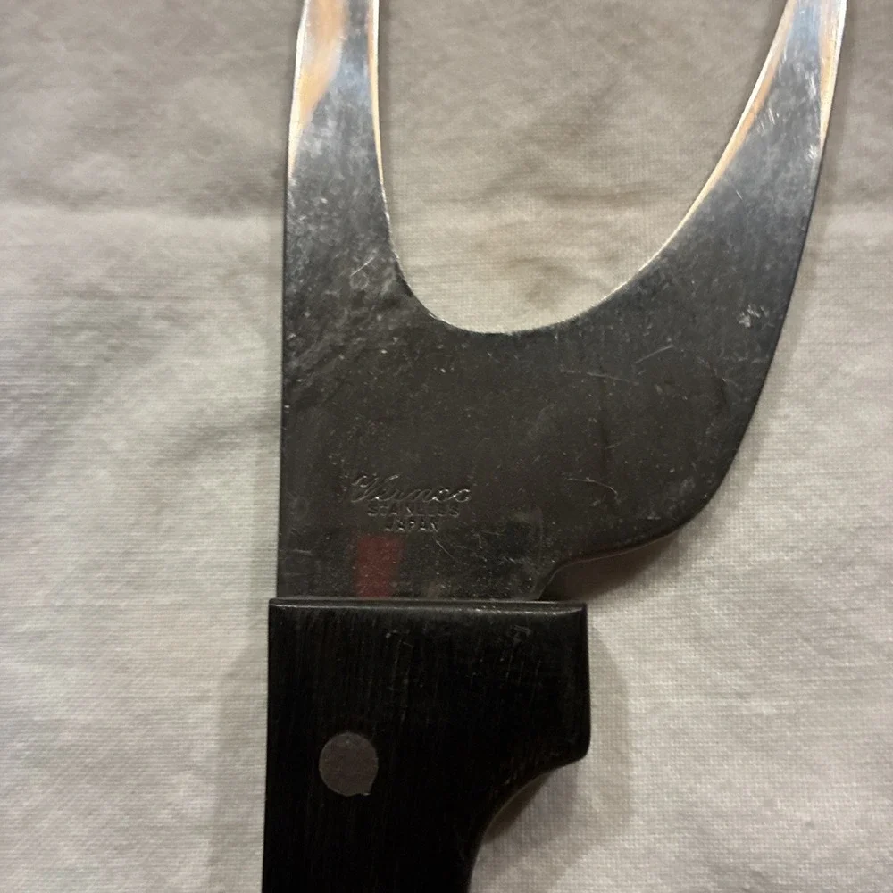 VERNCO Stainless Steel Claw Meat Fork Knife Carving Wood Handle Vtg Japan